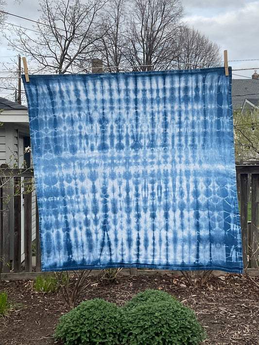 Indigo Shibori Hand-Dyed 100% Cotton Towel 1