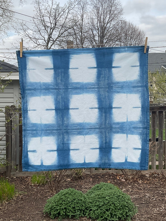 Indigo Shibori Hand-Dyed 100% Cotton Towel 7