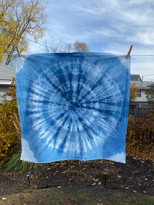 Indigo Shibori Hand-Dyed 100% Cotton Towel 6