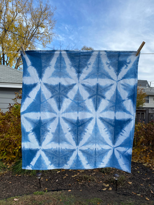 Indigo Shibori Hand-Dyed 100% Cotton Towel 5